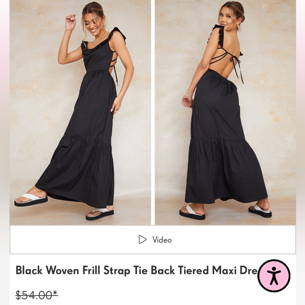 PLT BLACK TIERED MAXI DRESS